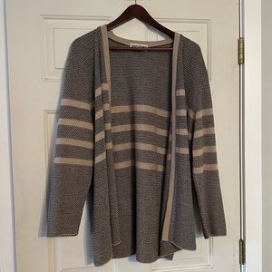 *VINTAGE* San Remo by‎ Laura Knits XL Brown Striped Open Cardigan Sweater